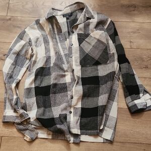 Topshop Black and Cream Checkered Shirt